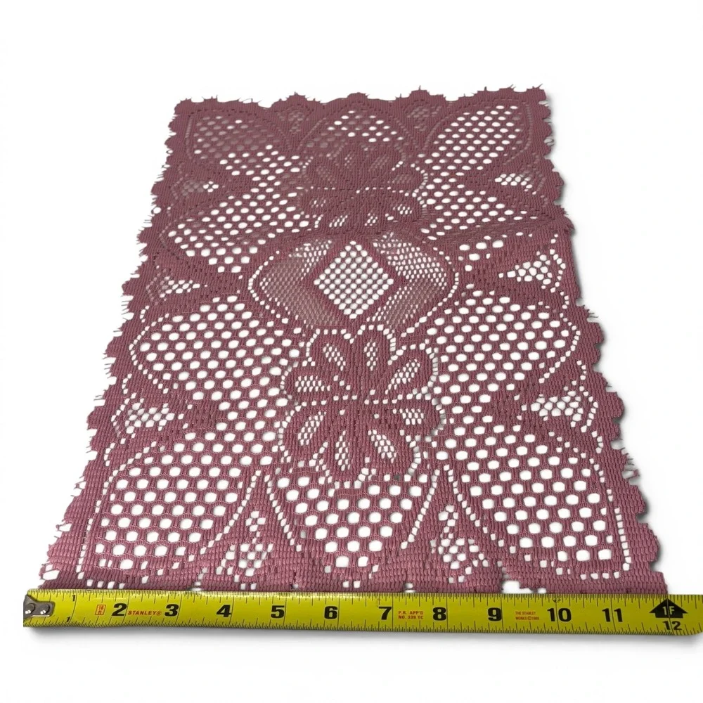 Vintage Mauve Lace Doily Set‎ Round & Rectangular Floral Table Top Linens